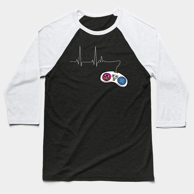 Gamer Heartbeat Baseball T-Shirt by Skylane